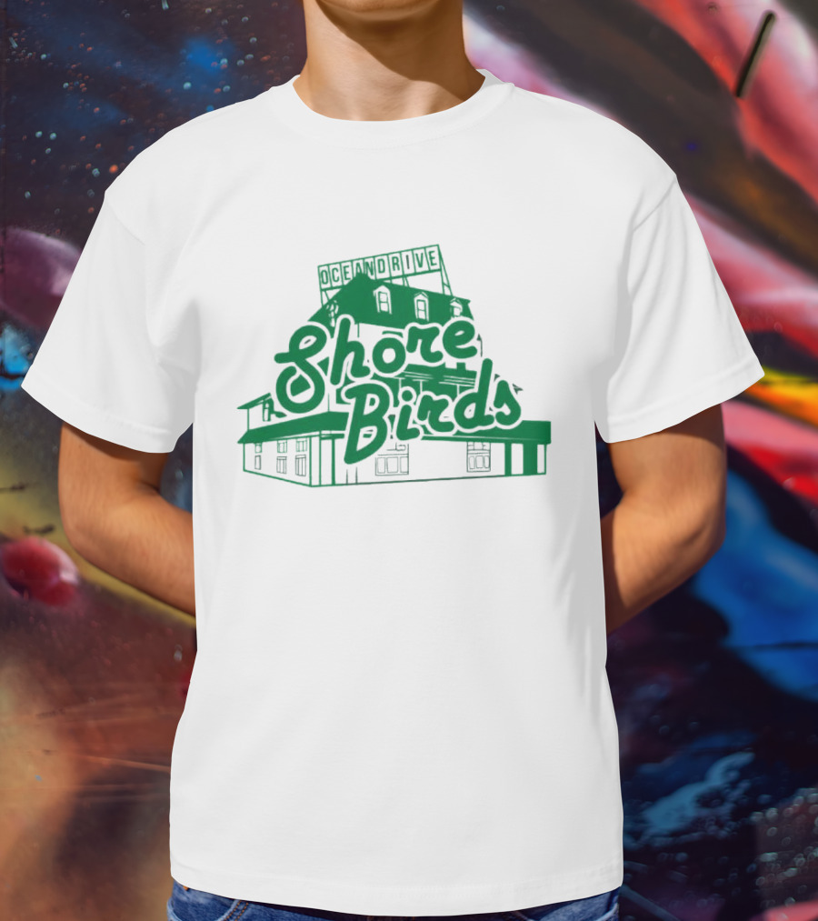 Ocean Drive Shore Birds Retro Sign Building T-Shirt
