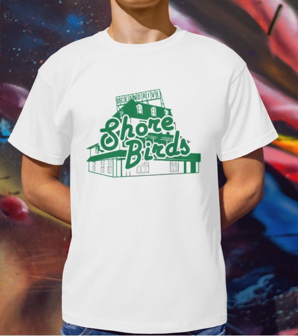 Ocean Drive Shore Birds Retro Sign Building T-Shirt