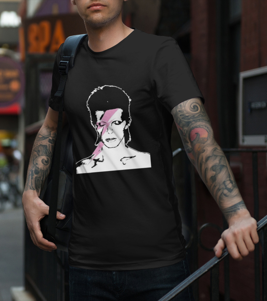 Ziggy Stardust Pink Lightning Bolt Iconic Tribute Carrie Bradshaw Connection T-Shirt