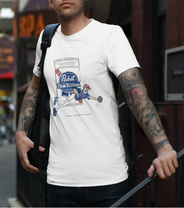 Memphis Redbirds 901 Pabst Blue Ribbon Baseball Can Catcher T-Shirt