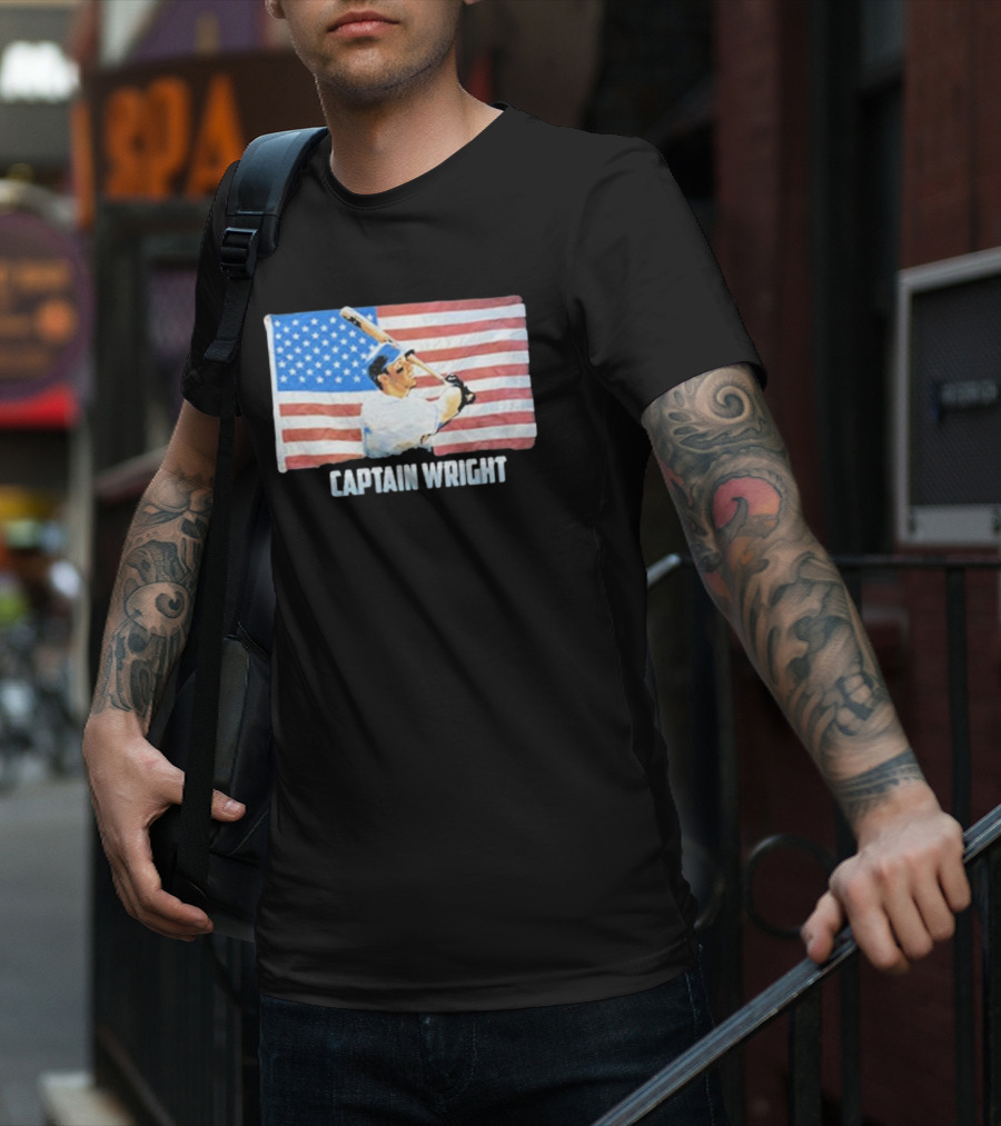 Mets David Wright Captain Wright American Flag Baseball T-Shirt