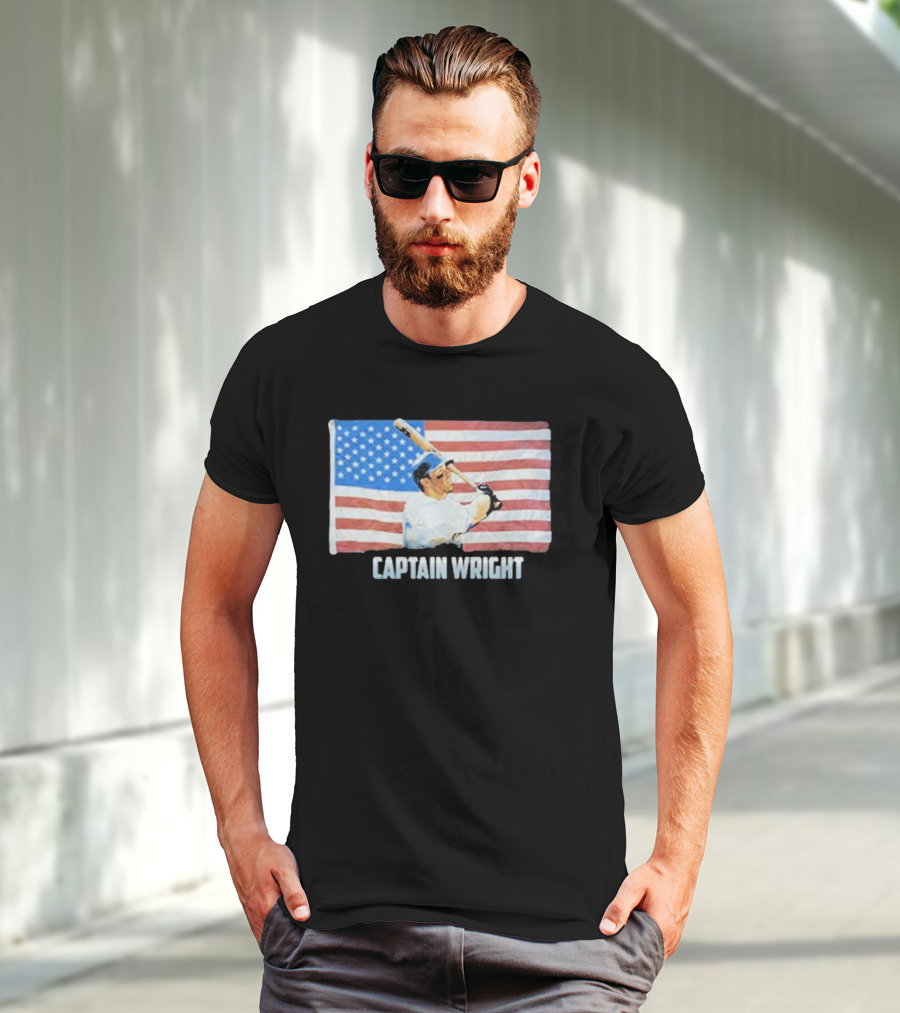 Mets David Wright Captain Wright American Flag Baseball T-Shirt