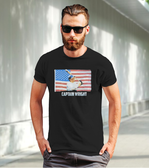 Mets David Wright Captain Wright American Flag Baseball T-Shirt