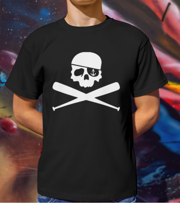 Bryan Reynolds Pirates Anchor-Eyed Skull Crossed Baseball Bats T-Shirt