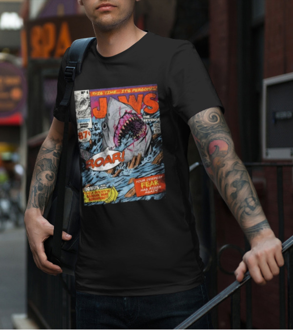 Fright-Rags Jaws The Revenge Comic Cover Shark Roar Adventure T-Shirt
