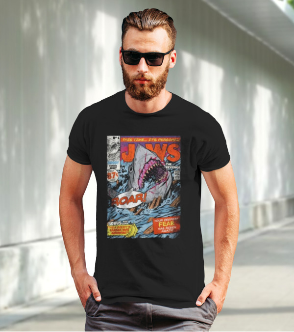 Fright-Rags Jaws The Revenge Comic Cover Shark Roar Adventure T-Shirt