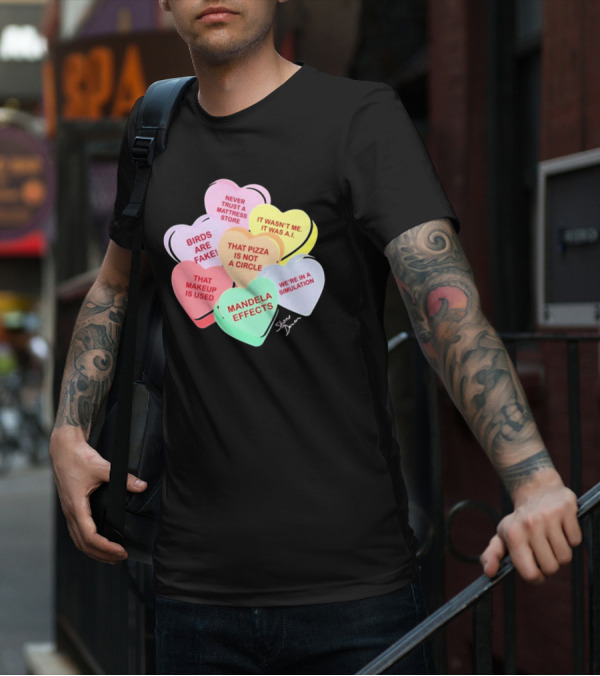 Shane Dawson Conspiracy Hearts Birds Are Fake Mandela Effects Simulation Pizza AI T-Shirt