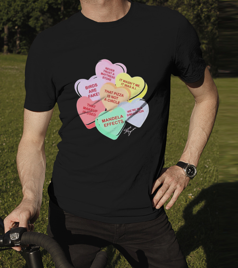 Shane Dawson Conspiracy Hearts Birds Are Fake Mandela Effects Simulation Pizza AI T-Shirt