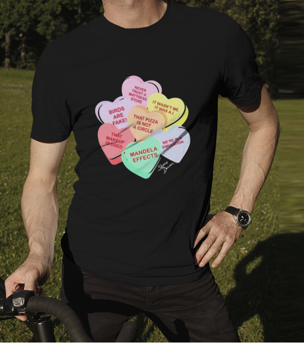 Shane Dawson Conspiracy Hearts Birds Are Fake Mandela Effects Simulation Pizza AI T-Shirt