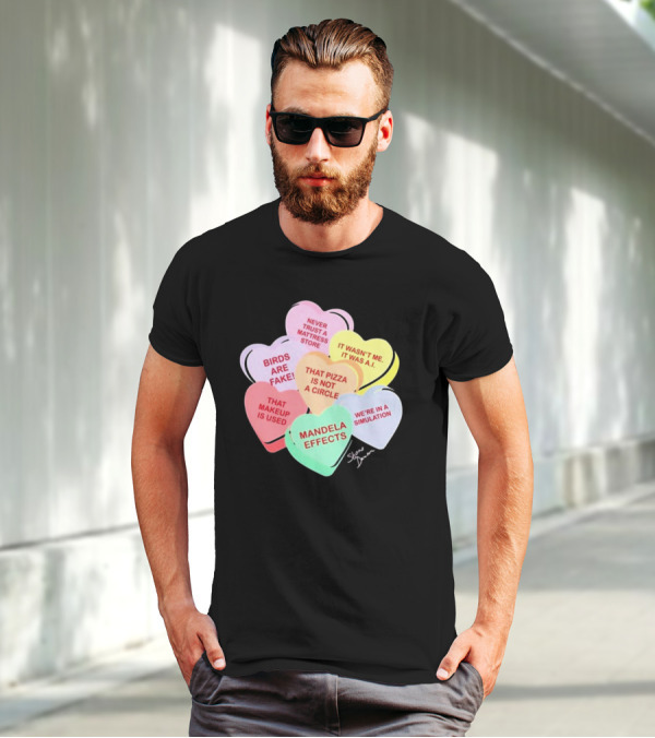 Shane Dawson Conspiracy Hearts Birds Are Fake Mandela Effects Simulation Pizza AI T-Shirt