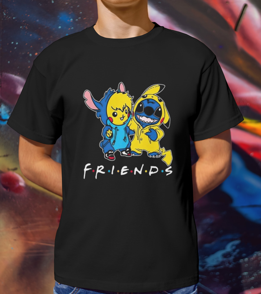 Friends Stitch And Pokemon Pikachu Friends For Life Disney T-Shirt