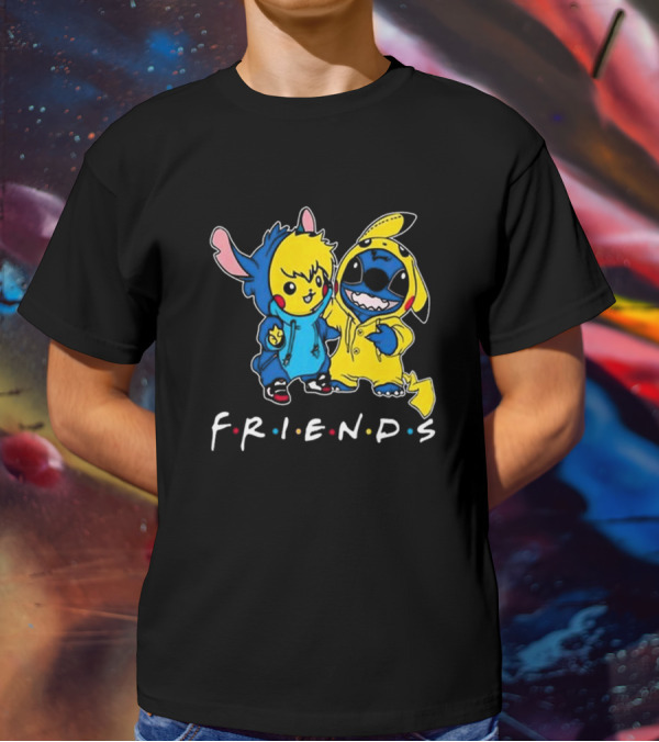 Friends Stitch And Pokemon Pikachu Friends For Life Disney T-Shirt