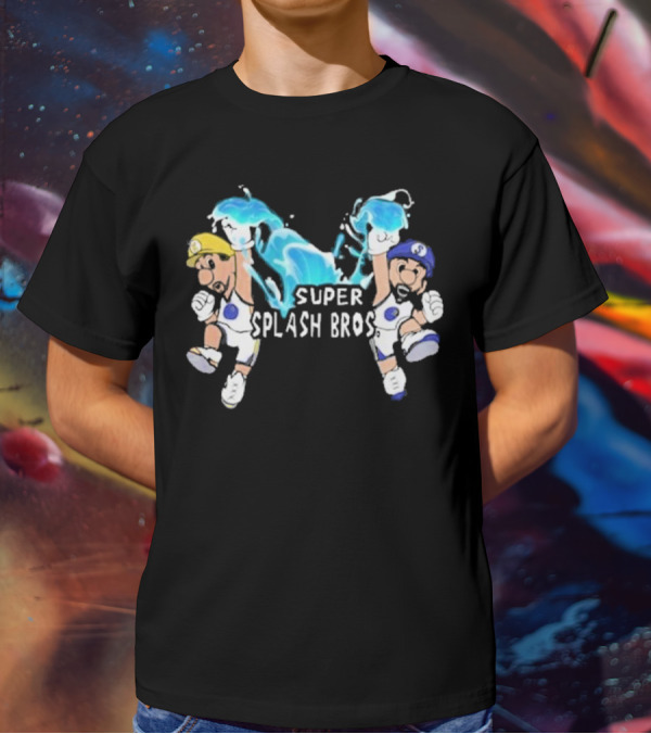 Super Splash Bros Steph Curry And Klay Thompson Mario Themed Basketball Duo T-Shirt