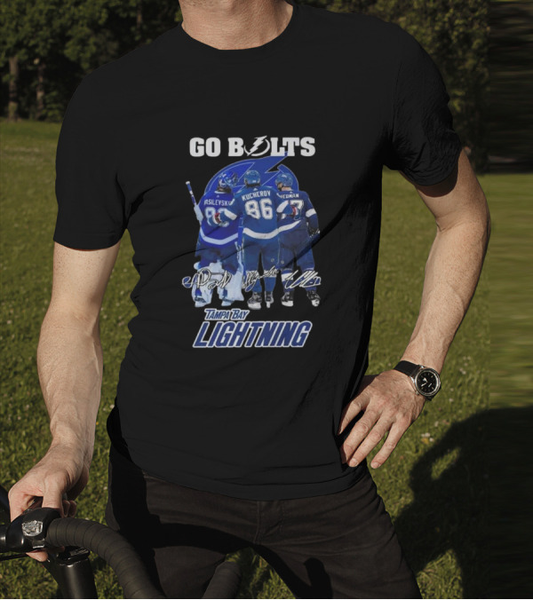 Tampa Bay Lightning Go Bolts Asilevskiy Kucherov Hedman Signatures T-Shirt