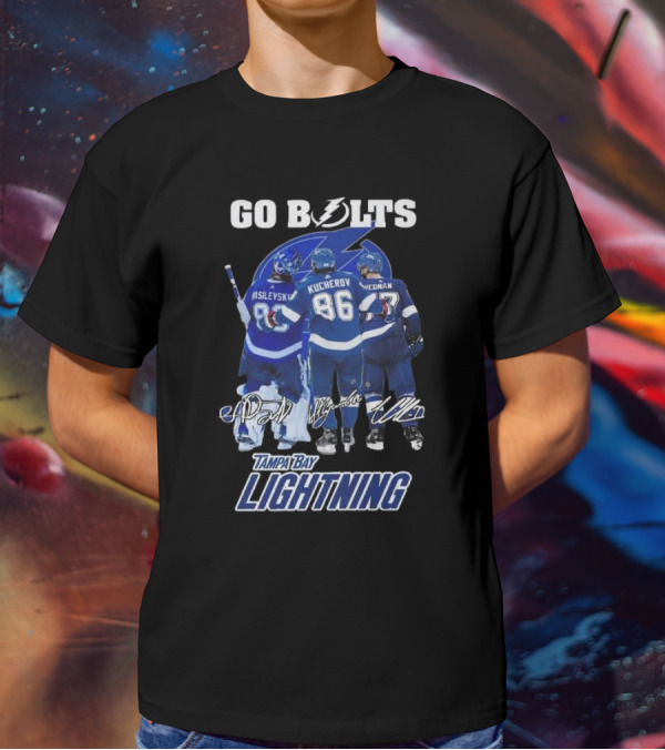 Tampa Bay Lightning Go Bolts Asilevskiy Kucherov Hedman Signatures T-Shirt