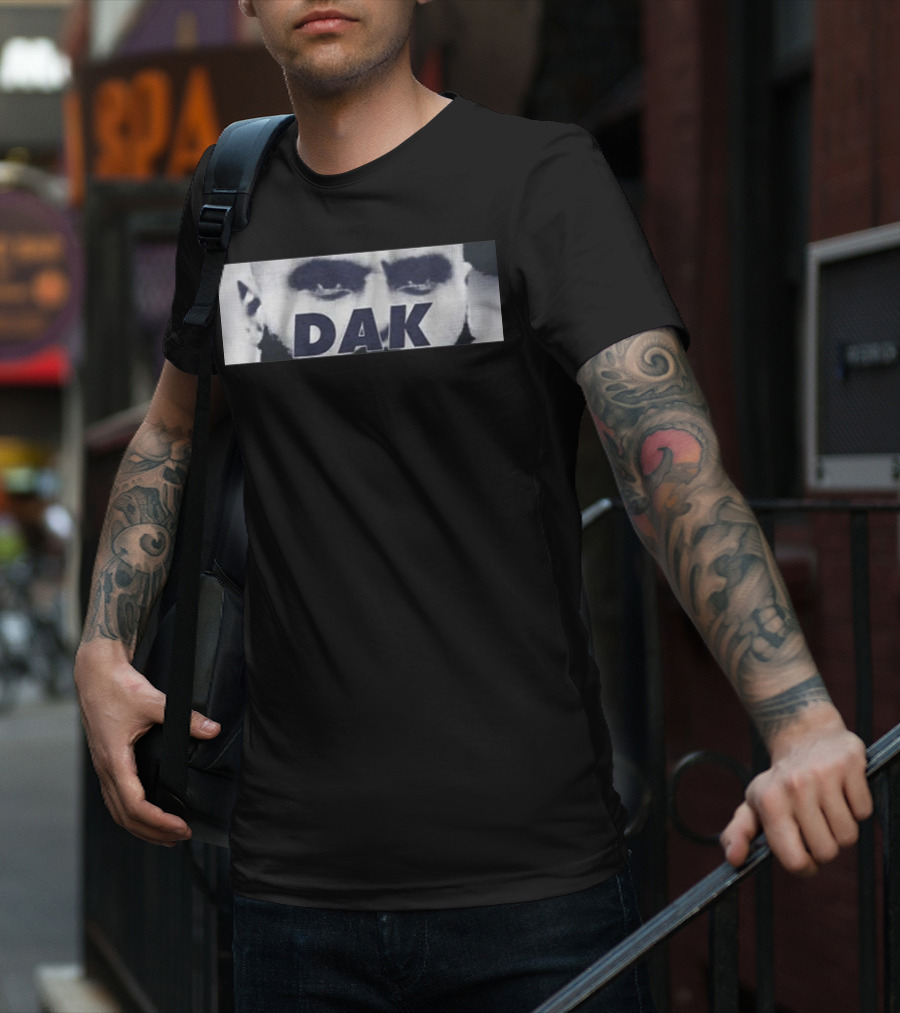 Dak Prescott QB Eyes Black And White Image T-Shirt