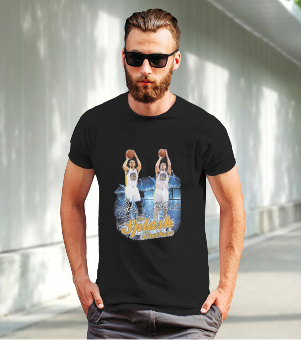 Golden State Warriors Stephen Curry Klay Thompson Splash Brothers Signatures T-Shirt