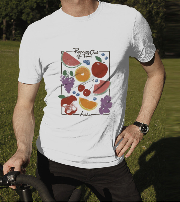 Running Out Of Time Ashe Fruit Collage Watermelon Orange Apple Grapes T-Shirt