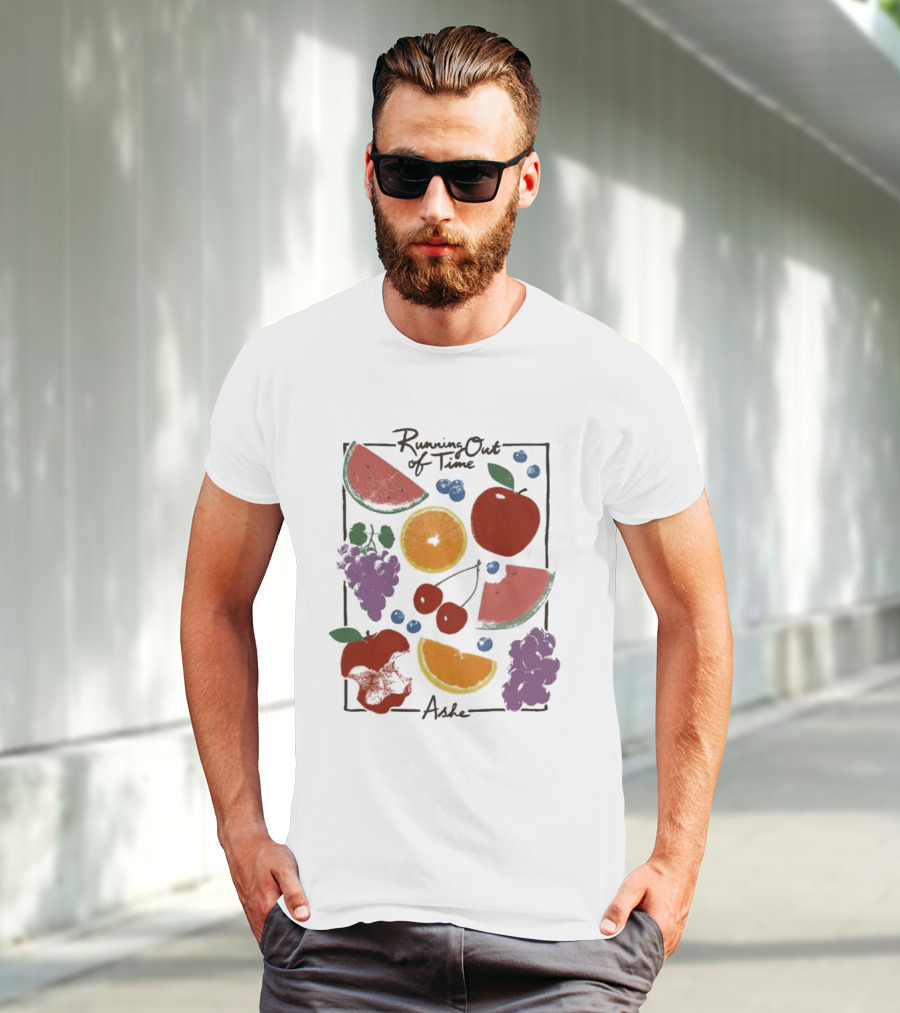 Running Out Of Time Ashe Fruit Collage Watermelon Orange Apple Grapes T-Shirt
