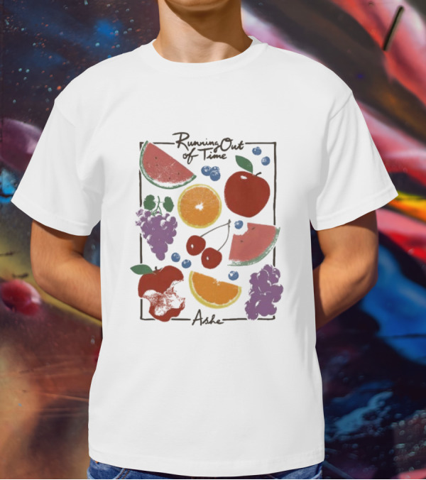 Running Out Of Time Ashe Fruit Collage Watermelon Orange Apple Grapes T-Shirt