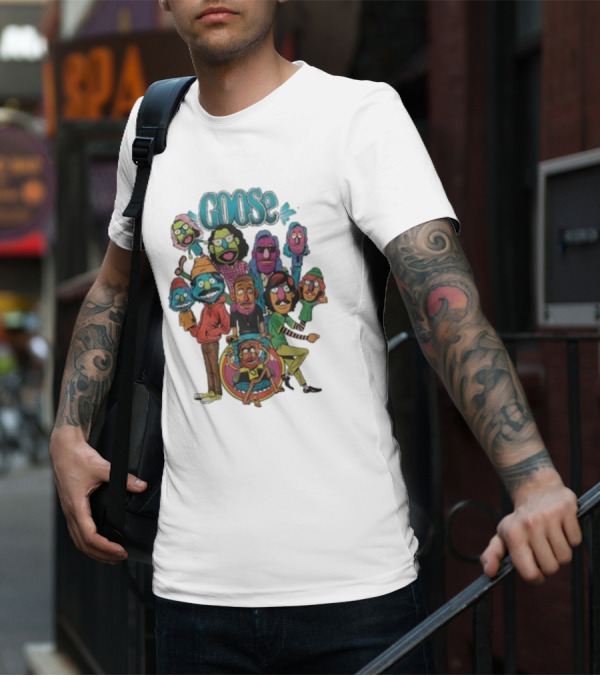 GOOSE Puppets Vibrant Cartoon Characters Ensemble T-Shirt