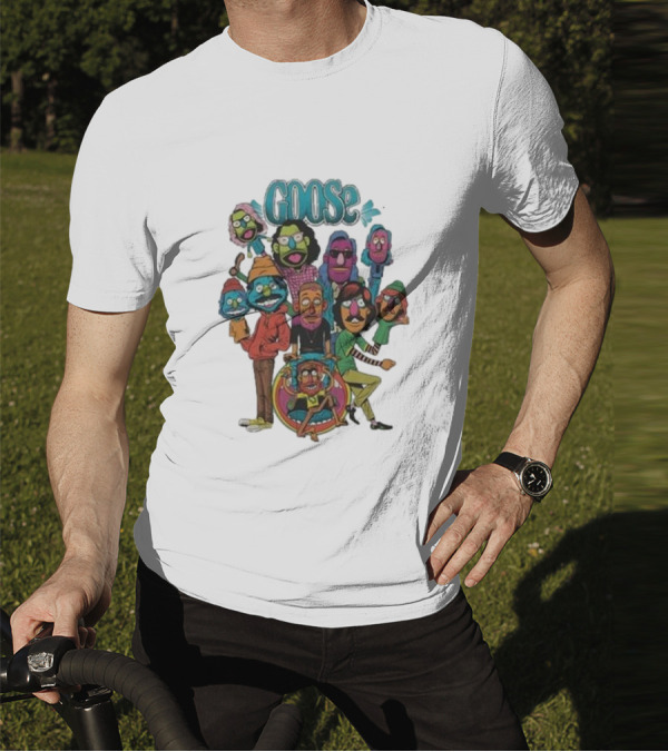 GOOSE Puppets Vibrant Cartoon Characters Ensemble T-Shirt