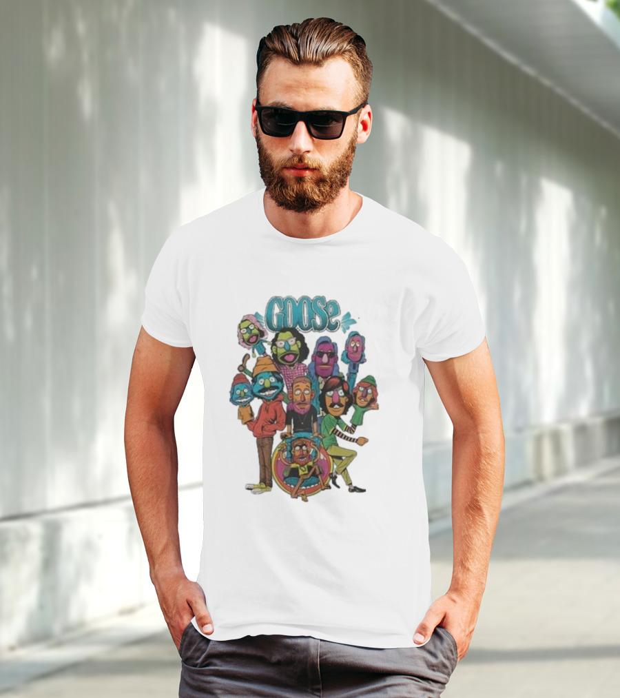 GOOSE Puppets Vibrant Cartoon Characters Ensemble T-Shirt