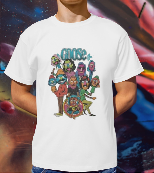 GOOSE Puppets Vibrant Cartoon Characters Ensemble T-Shirt