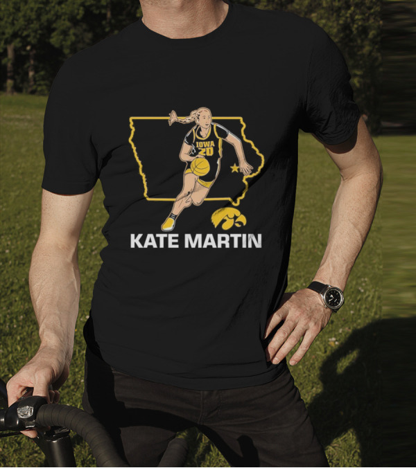 Kate Martin Iowa Basketball Star Player Number 20 Hawkeyes State Outline T-Shirt