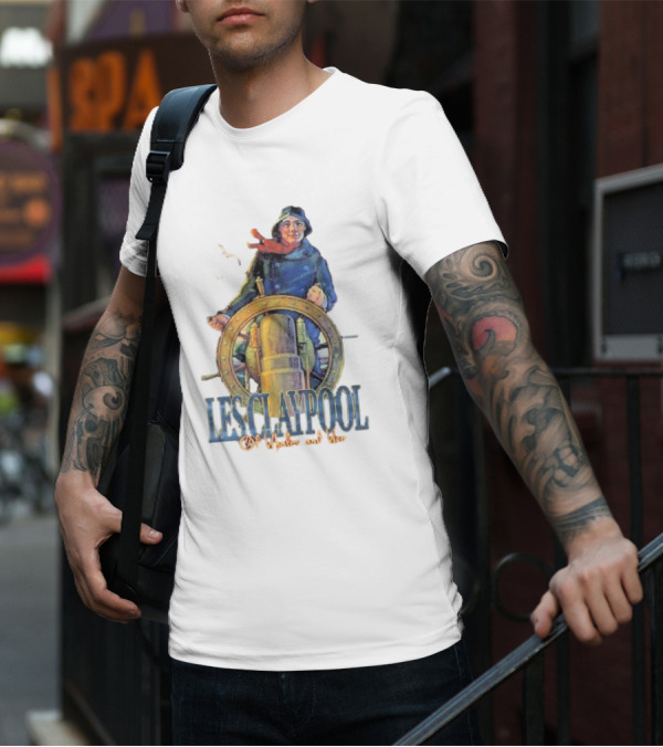 Les Claypool Of Whales And Woe Maritime Adventure Steering Wheel And Seagulls T-Shirt
