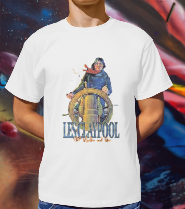 Les Claypool Of Whales And Woe Maritime Adventure Steering Wheel And Seagulls T-Shirt