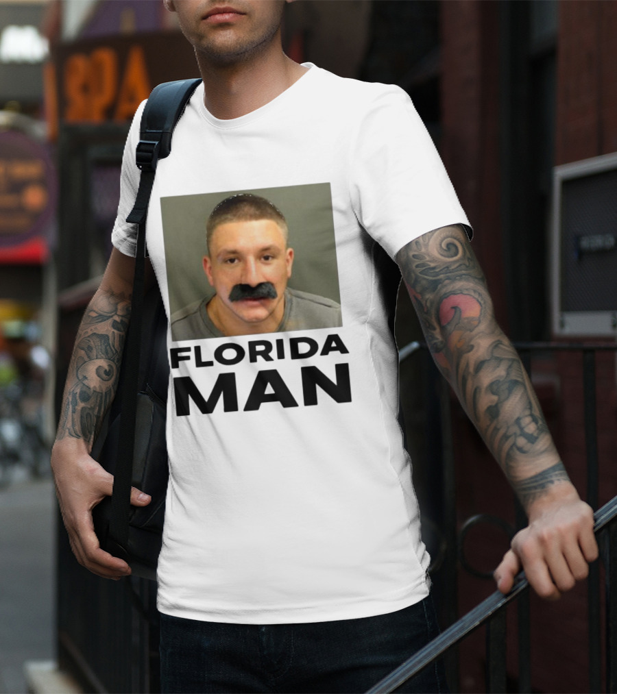 Stevewilldoit Florida Man Image Black Mustache Face T-Shirt