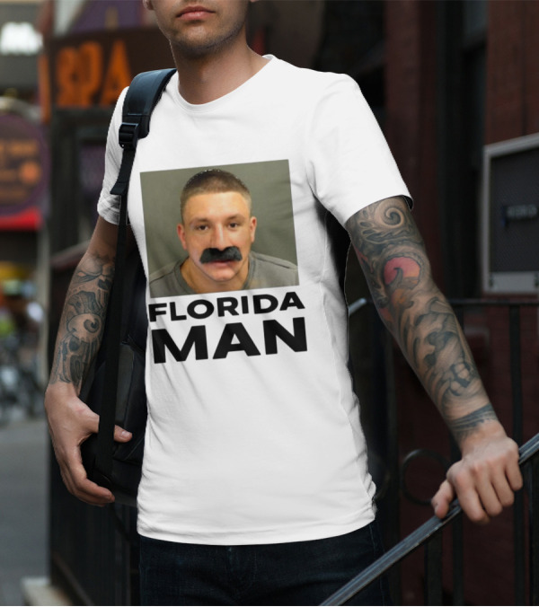 Stevewilldoit Florida Man Image Black Mustache Face T-Shirt