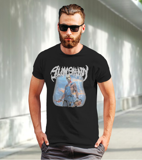 Slim Shady Eminem Chainsaw Masked Horror Character T-Shirt