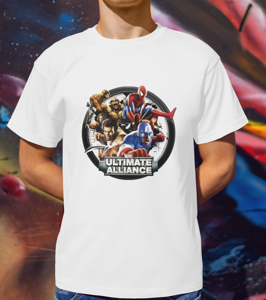Tobey Maguire Spider-Man Featured In Marvel Ultimate Alliance Heroes Assemblage T-Shirt