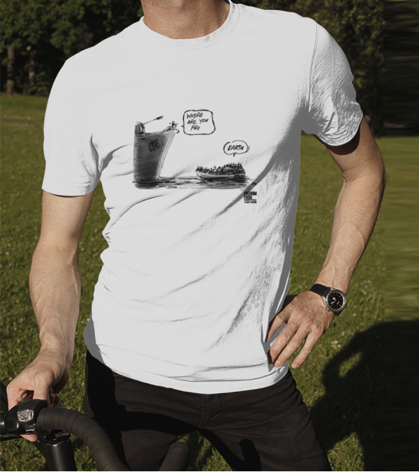 Where Are You From Earth Simon Kneebone Refugees Boat Freedom Publishing T-Shirt