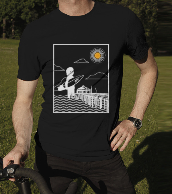 William Black Surfing Pier Orange County Sunset T-Shirt