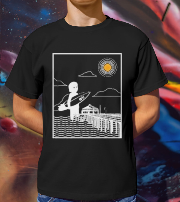 William Black Surfing Pier Orange County Sunset T-Shirt