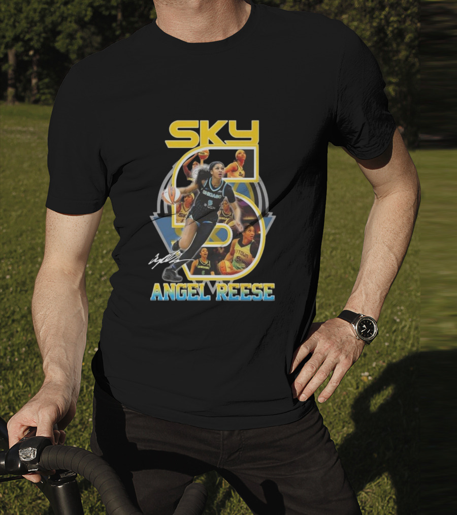 Chicago Sky Angel Reese 5 Signature WNBA T-Shirt