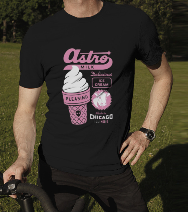 Astro Milk Delicious Ice Cream Pleasing Made In Chicago Illinois T-Shirt