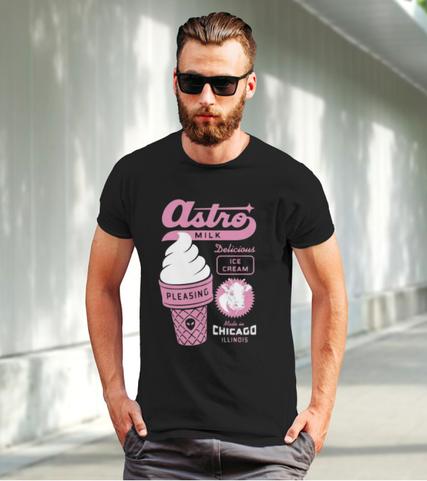 Astro Milk Delicious Ice Cream Pleasing Made In Chicago Illinois T-Shirt