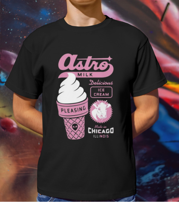 Astro Milk Delicious Ice Cream Pleasing Made In Chicago Illinois T-Shirt