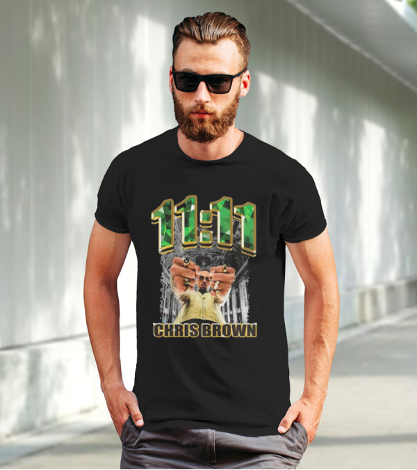 11:11 Chris Brown Emeralds And Gold T-Shirt