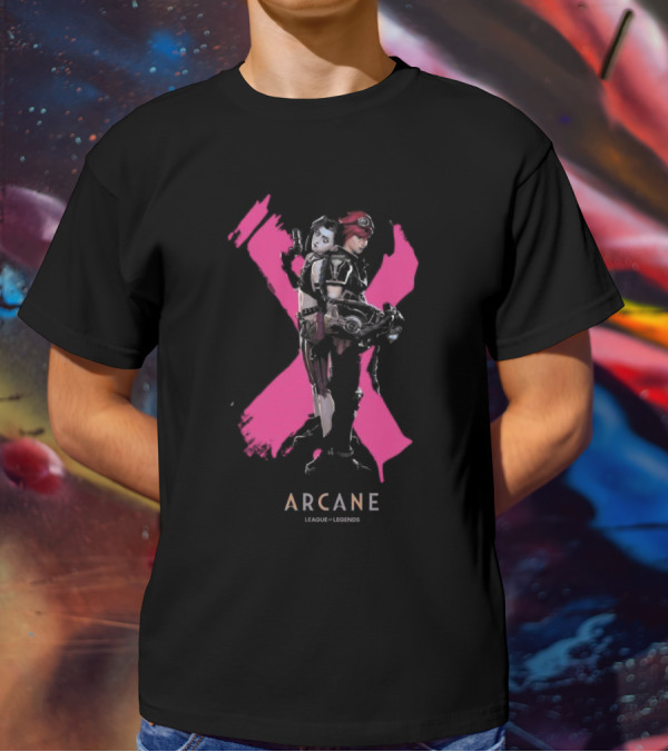 Arcane League Legends Jinx Vi Pink X T-Shirt