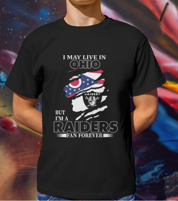 Ohio Resident Lifelong Las Vegas Raiders Fan With Ohio Flag And Raiders T-Shirt