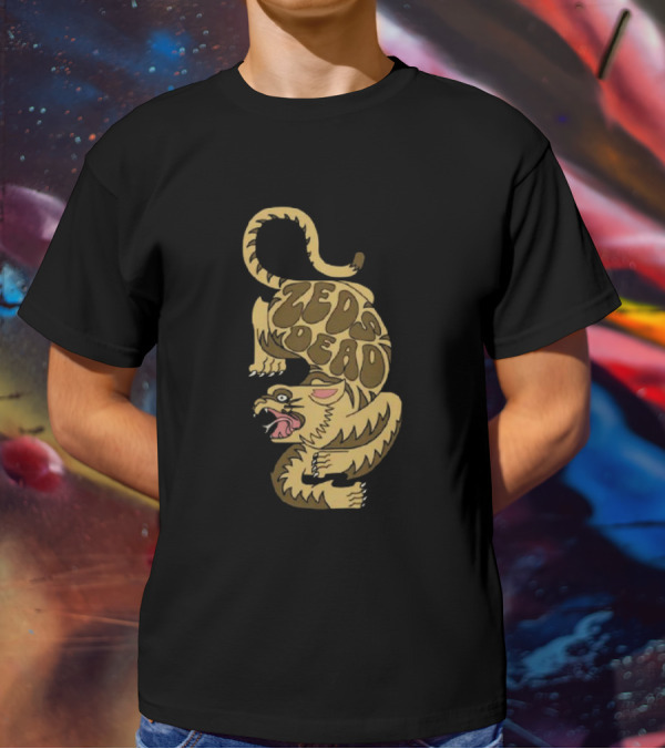 Zeds Dead Luxfury Black Retro Tiger Design Zeds Dead T-Shirt