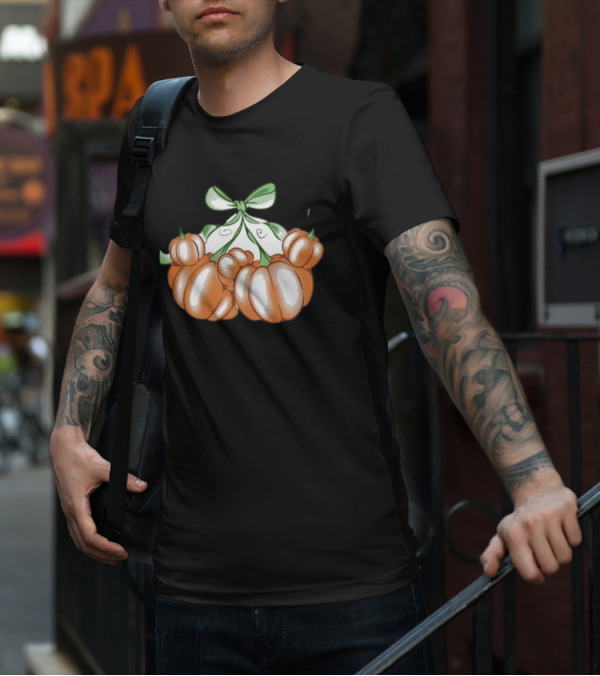 Ropedropthreads Pumpkin Bow Cluster T-Shirt
