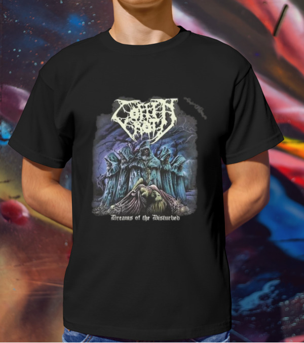 Coffin Rot Dreams Of The Disturbed Hooded Figures Enigmatic Ritual Scene T-Shirt