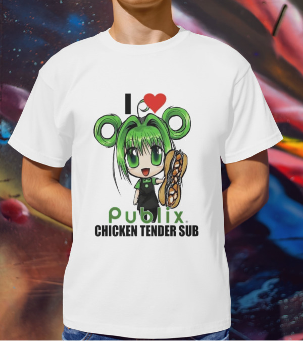 I Love Publix Chicken Tender Sub Anime Character With Green Hair And Big Sandwich T-Shirt