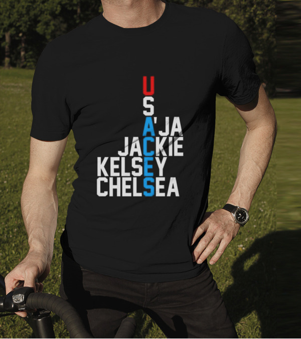 Usaces A’ja Jackie Kelsey Chelsea Team Names Vertical Arrangement T-Shirt